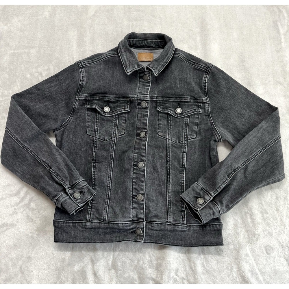 Judy Blue Trucker Jean Jacket Women Medium Black Stretch Preppy JB744 Excellent